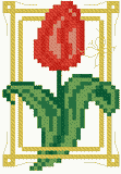 Схема для вышивки крестом «Тюльпан для открытки или пинкипа».