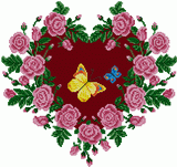 Схема для вышивки крестом «Сердце из роз с бабочками». Автор — Катерина Шлыкова (Гулякина). 